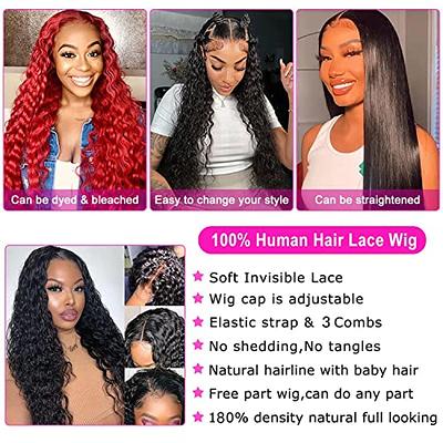 SNJON 13x6 HD Transparent Lace Front Wigs Human Hair Water Wave