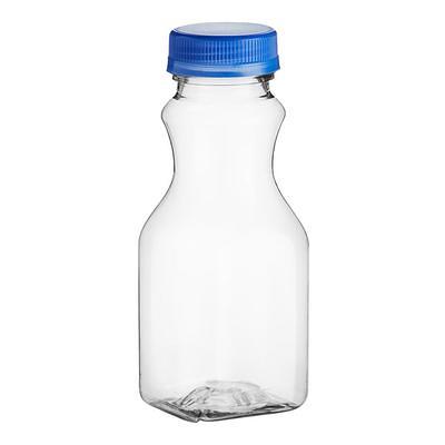 8 oz. Square PET Clear Juice Bottle with Lid
