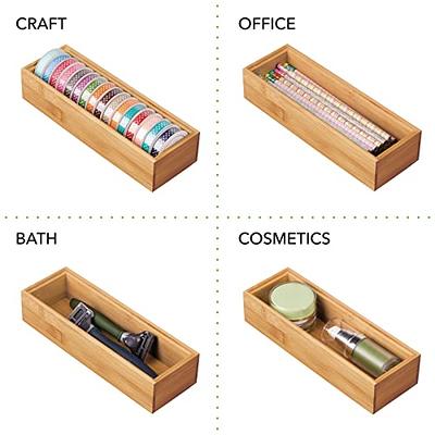 mDesign Wooden Bamboo Office Drawer Organizer Box Tray, Stackable