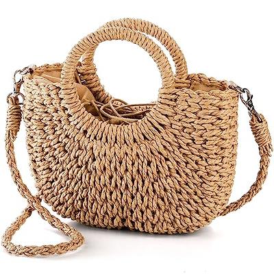 Summer Women Straw Shoulder Bag Hand-Woven Crochet Beach Crossbody Bag  Purses