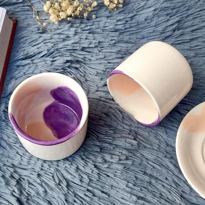 Handmade Porcelain Espresso Cup and Saucer Set Hand Painted