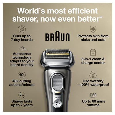 Braun Series 9 Pro 9465cc Rechargeable Wet & Dry Men's Electric Shaver with  Clean & Charge Station 