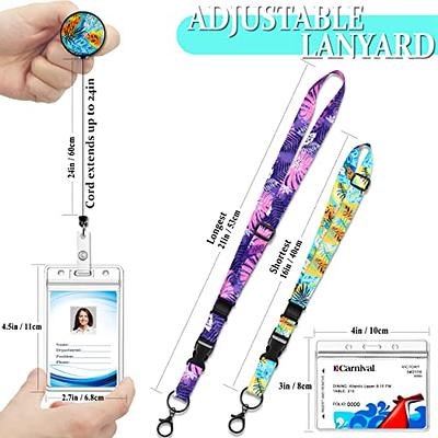 Cruise Lanyards with ID Holder, Retractable Badge & Waterproof Card Holders (Blue W White)