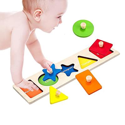 Dailyfunn Montessori Toy Shape Peg Puzzles Baby Puzzle 12-18-24 Months with  Knob for Infant-Toddlers 1-3