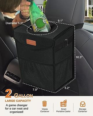 Spill-Proof Car Trash Can, 2.5 Gallon Hanging Garbage Bin for Men