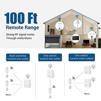 DEWENWILS Wireless Light Switch, Remote Control Switch and Receiver Kit, 100ft RF Range, (2 Switches and 1 Receiver)