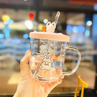 Cute Glass Tumbler With Straw - ApolloBox