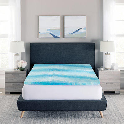 StyleWell Gel Plush No Pocket Gel Memory Foam Queen Mattress Topper, Blue