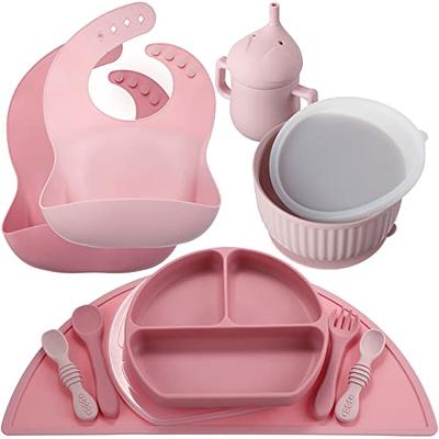 Silicone Baby Feeding Set | Baby Led Weaning Supplies Set Includes Divided  Plate with Suction, Baby Spoon Fork Self Feeding | Baby Toddler Eating