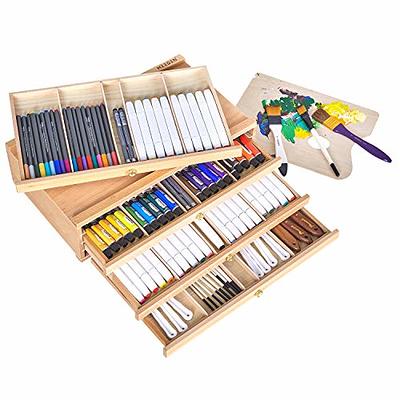 U.S. Art Supply 6 Drawer Wood Artist Supply Storage Box - Pastels, Pencils,  Pens, Markers, Brushes