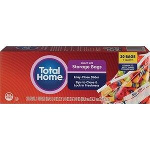 Total Home Easy-Close Slider Storage Bags, 1 Quart - 20 ct