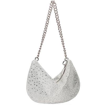 Rhinestone Embellished Clutch Evening Bag Purse - Silver Clear – Sophia  Collection