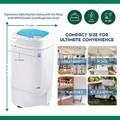 The Laundry Alternative Ninja Spin Dryer - Portable Dryer for Clothes -  Spin Dryer for Clothes, with 3200 RPM with High Tech Suspension System -  Portable Spin Dryer for Apartments, RV Travel - Honey - Yahoo Shopping