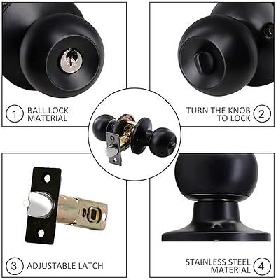 Door Knob with Lock Key - Keyed Door Knob Lock Bedroom Interior and  Exterior Bathroom Doorknob Bedroom Entry Door Knobs with Lock and Key，Satin