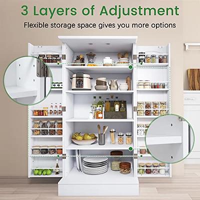 47 Kitchen Pantry Cabinets, Freestanding Kitchen Pantry Storage Cabinet  with Doors and Adjustable Shelves, Buffet Cupboards Storage Cabinet for  Home Office Use, White 