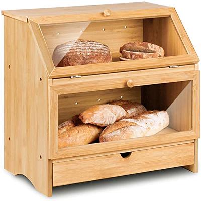 HOMEKOKO Double Layer Large Bread Box for Kitchen Counter, Wooden Large  Capacity Bread Storage Bin (Light Blue) - Yahoo Shopping