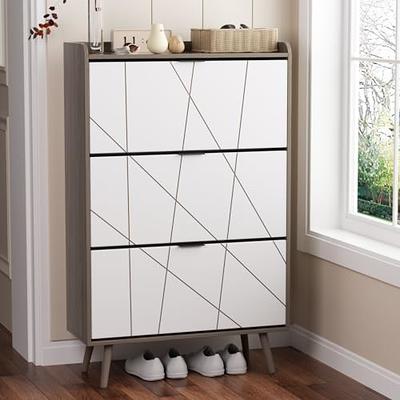 Cozy Castle Shoe Cabinet for Entryway, Freestanding Shoe Storage Cabinet  with Doors and Adjustable Shelves, Modern Wooden Shoe Organizer Cabinet