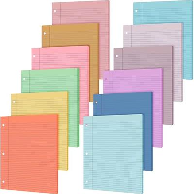 6-Pack Colored A6 Lined Binder Paper (240 Sheets/480 Pages), 6