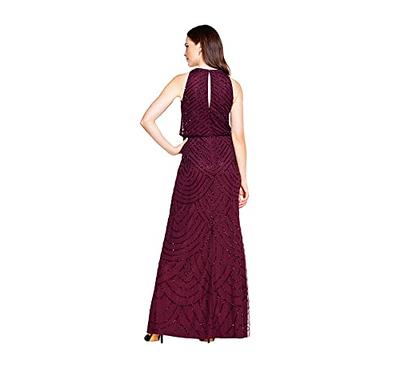 Adrianna Papell Women s Art Deco Beaded Blouson Dress with Halter