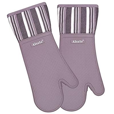 1 Alselo Silicone Oven Mitts Heat Resistant 932 With Waterproof Non-Slip  Kitchen Mittens, Set Of 2 Extra Long Oven Gloves With Sof