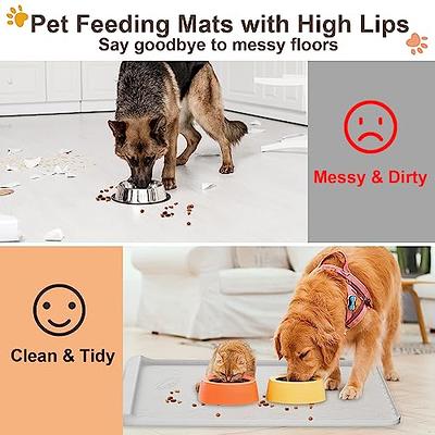 Coomazy Cat Food Mat, Thicker Dog Mat for Food and Water, Non-Slip  Waterproof Silicone Mat for Floor, Dog Food Mat with Raised Edge Design to  Prevent