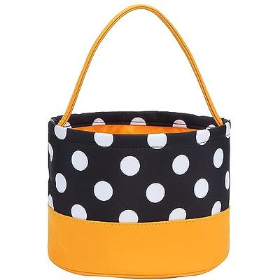 Halloween Buckets - Black with Orange Polka Dots