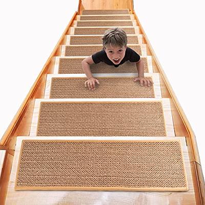  YSDQ Stair Treads Carpet, Self-Adhesive Step Non-Slip Resistant  Indoor Stair Mats, Washable Safety Stair Tread Carpet, for Kids Elders and  Pets : 家居裝修