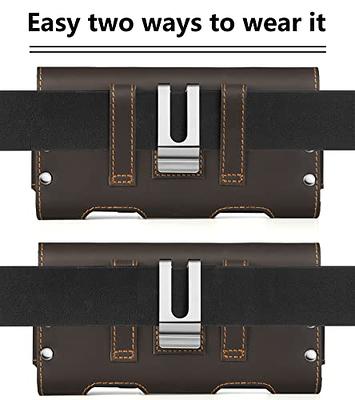 Horizontal Dual Phone Holster Pouch Case For Two Phones, Nylon Double Decker