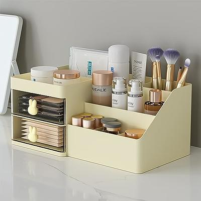 Yesland Makeup Organizer for Vanity, Plastic Desk Organizer with 3 Drawers  - Cosmetic Storage Box and Tabletop Cabinet for Lipsticks, Jewelry, Nail