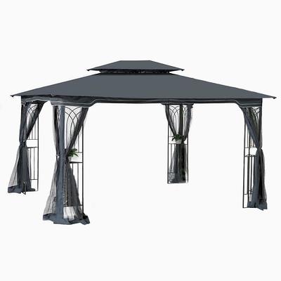 waelph 13 ft. W x 10 ft. D x 9 ft. H Gray Outdoor Patio Rectangle Steel  Gazebo Canopy With Ventilated Double Roof, Mosquito Net - Yahoo Shopping