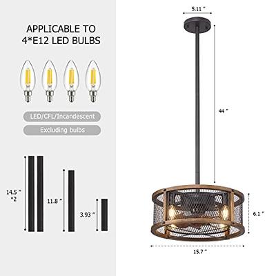 Farmhouse Ceiling Fans with Lights,Caged Wood Ceiling Fan with