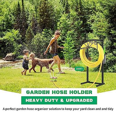 TomCare Garden Hose Holder Upgraded 4 Spikes Water Hose Holder with 2 Tool Hooks  Sturdy Hose