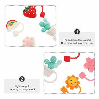 6 Pcs Silica Gel Frog Straw Cap Drinking Covers Cartoon Topper