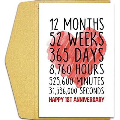 Qiliji Happy 1st Anniversary Card for Him Her, First Wedding Anniversary  Greeting Card, Funny One Year Together Anniversary Card - Yahoo Shopping