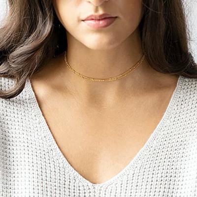 Klenai Dainty Gold Necklace for Women Girls, 14K Gold Plated