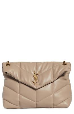 Saint Laurent Medium Kate Pebbled Calfskin Shoulder Bag Dark Hummus