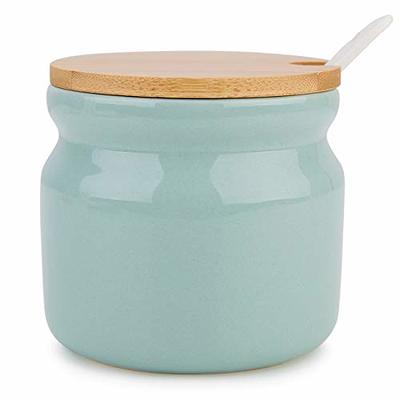 2pc Porcelain Kitchen Canister Set with Bamboo Lids ? Sky Blue