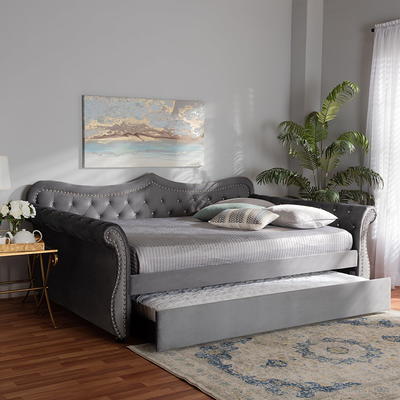 Tegan Queen Size Platform Bed With Trundle/Grey