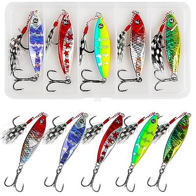 Fishing Jigs, Metal Fishing Spoons Lures,5pcs Saltwater Jig Fishing Lures  Kit with Assist Hook and Treble Hook,Vertical Jigs Long Casting Fishing  Jigging Spoon Lures for Tuna,Salmon,Sea Jigging Lure - Yahoo Shopping