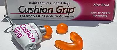 Cushion Grip Thermoplastic Denture Adhesive for Refitting and Tightening  Loose Dentures [Not a Glue Adhesive, Acts Like a Soft Reliner] (1 Oz) Hold