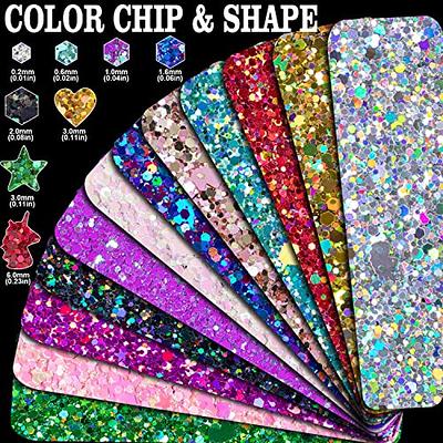 Silver and Gold Chunky Glitter for Nails, 4Bottles 4Colors Chunky Face  Glitter Holographic Hair Resin Craft Glitter 10g jar Cosmetic Glitter