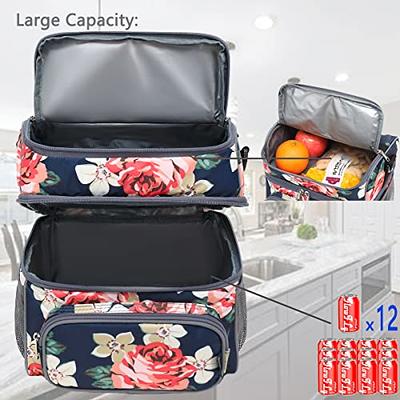 ExtraCharm Insulated Lunch Bag for Women/Men - Reusable Lunch Box for  Office Picnic Hiking Beach - Leakproof Cooler Tote Bag Organizer with  Adjustable Shoulder Strap for Adults - Black 