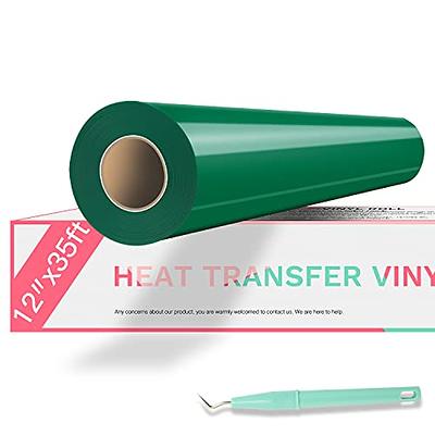 CAREGY Iron on Heat Transfer Vinyl Roll HTV (12''x5',White) 5FT, White