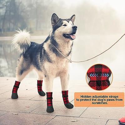 BEAUTYZOO Anti Slip Dog Socks Boots, Dog Shoes for Cold Winter Snow Rain  Days,Waterproof Grip