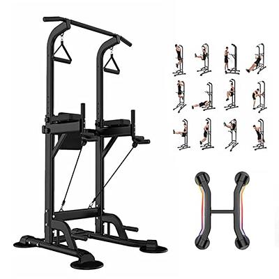 Body Flex Sports Body Champ Fitness Multi Function Power Tower VKR2078 -  Grey, 5 Workout Stations, Adjustable Dip Handles, Multiple Grips