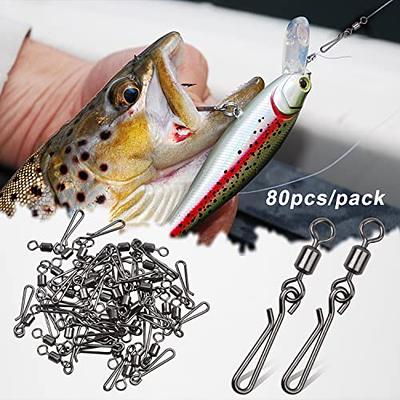 AMYSPORTS Stainless Steel Snap Swivel Saltwater High Strength Snaps Fishing Barrel Line Connector Fishing Swivels Barrel Safety Snap Fishing Tackle