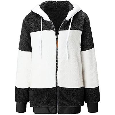 Women's Loose Fit Oversize Full Zip Sherpa Lined Hoodie Fleece Winter  Jacket