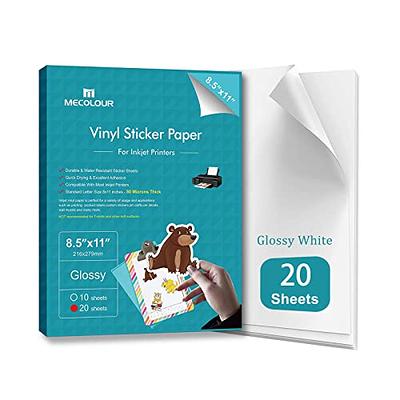 30 sheets Koala LASER Printable Vinyl Sticker Paper Glossy Waterproof White  Full Sheet Label Decal Paper 8.5x11 inch 