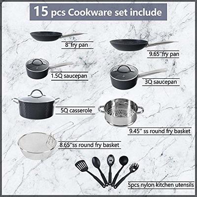 Non-Stick Cookware Set, Pots, Pans and Utensils - 15-Piece Set