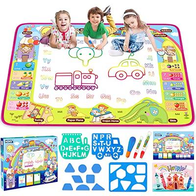 Water Doodle Mat, Kids Large Aqua Coloring Mat, Mess Free Drawing Mat With  Neon Colors, Educational Toy For 2 3 4 5 Years Old Kids,toddlers,boys,girls